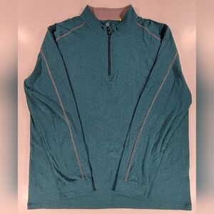 Tasc Performance Men's Mock Neck Quarter Zip Pullover 2XL XXL Teal Long Sleeve